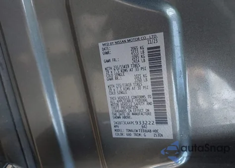 2023 Nissan Rogue Sl Fwd z USA, uszkodzony, nr VIN 5N1BT3CAXPC933222